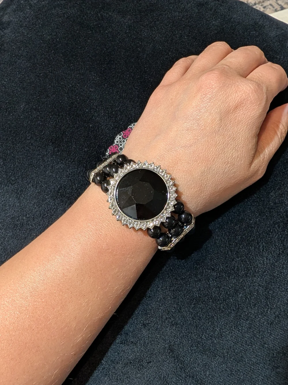 paparazzi Black Faceted Center Bracelet with Sparkling Halo